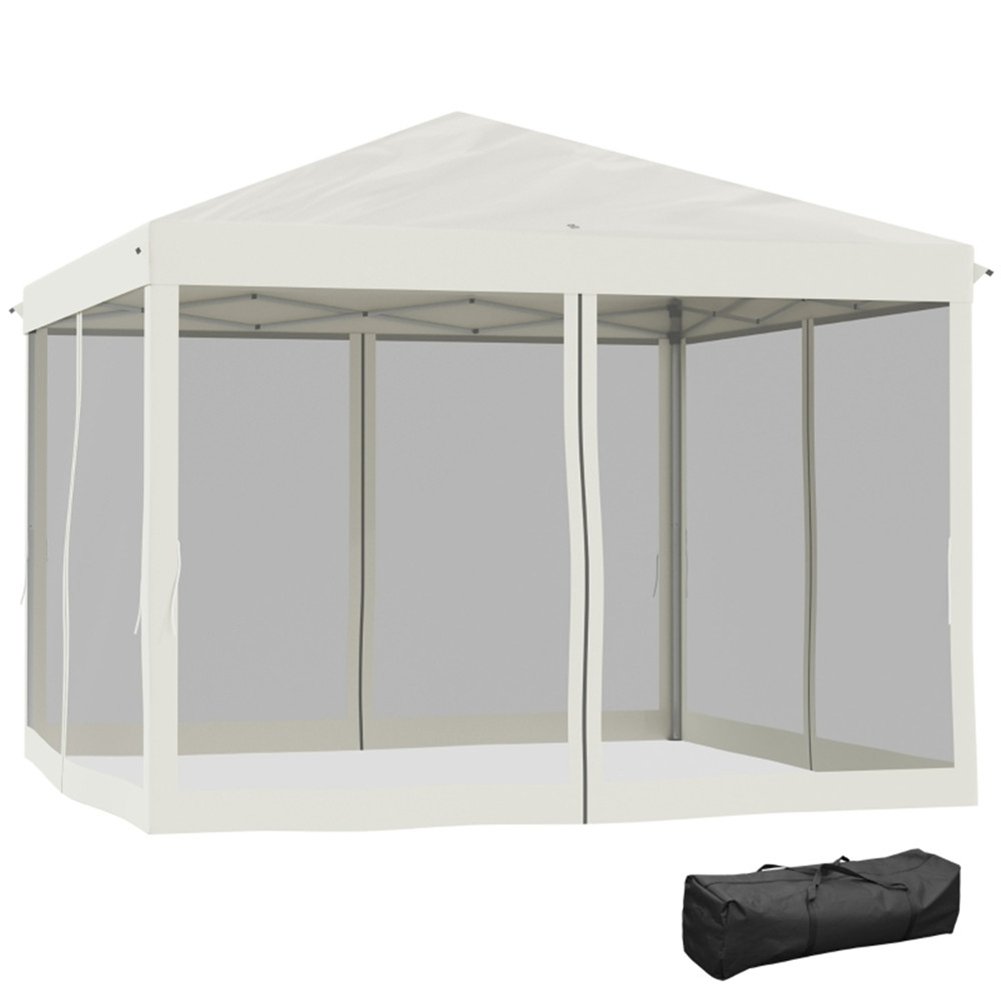 Hommoo Outdoor Gazebo Tent, Canopy Tent, 3X3M Pop Up Canopy Party Tent with Netting, Beige Image 3