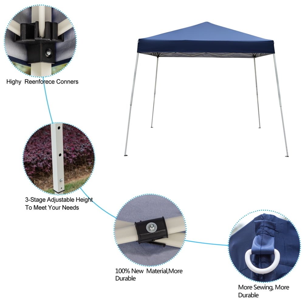 Outdoor Pop up Canopy 10x10 Tent, Patio Portable Commercial Canopies Shelter Heavy Duty Legs Folding Shed Blue Image 3