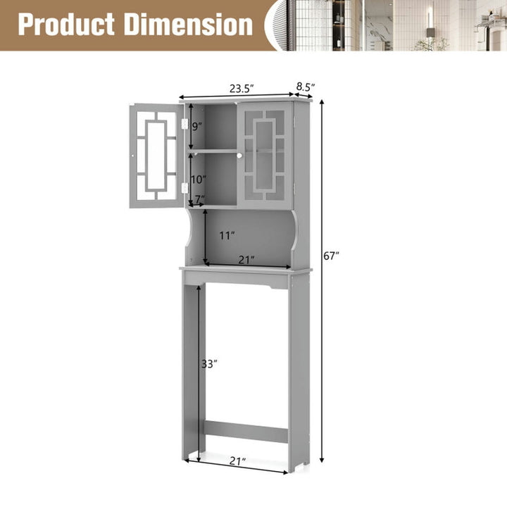 Hommoo Bathroom Spacesaver Organizer with Adjustable Shelf-Gray, Bathroom Cabinet Organizer Image 2