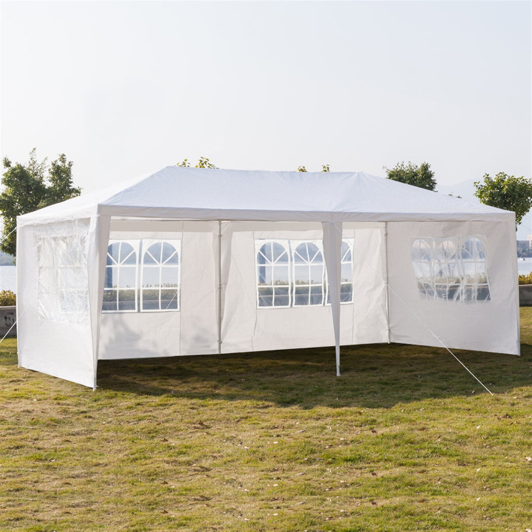 Hommoo 10 x 20 Waterproof Outdoor Pavilion Tent with 4 Removable Walls, Heavy duty White Canopy Image 1