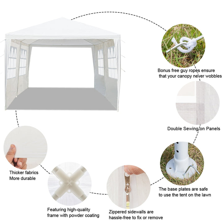 Hommoo 10 x 20 Waterproof Outdoor Pavilion Tent with 4 Removable Walls, Heavy duty White Canopy Image 3