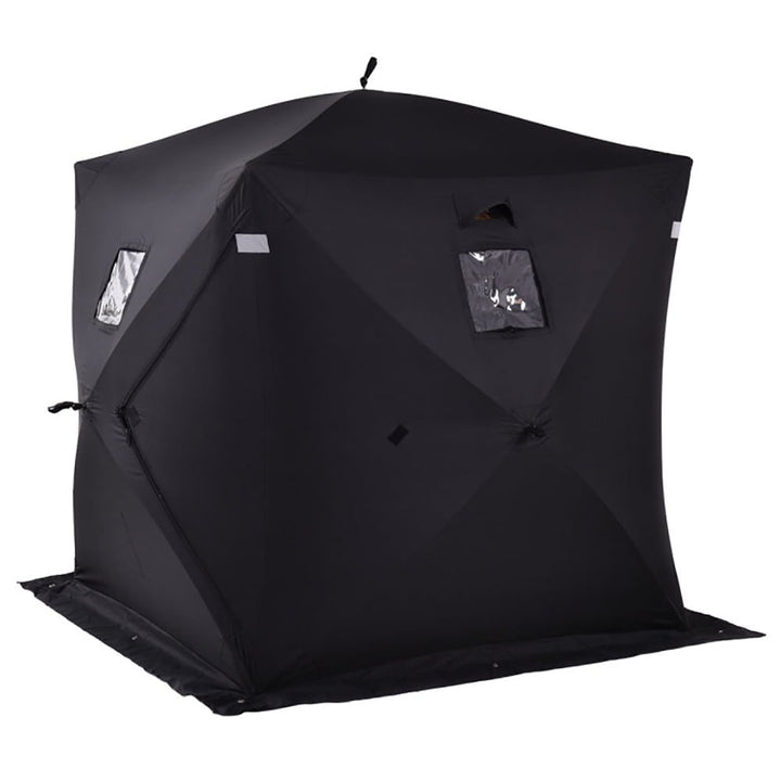 Hommoo 2-Person Outdoor Portable Ice Fishing Shelter Tent, Beach Shade, Easy Pop Up Beach Shade Beach Tent Black Image 1