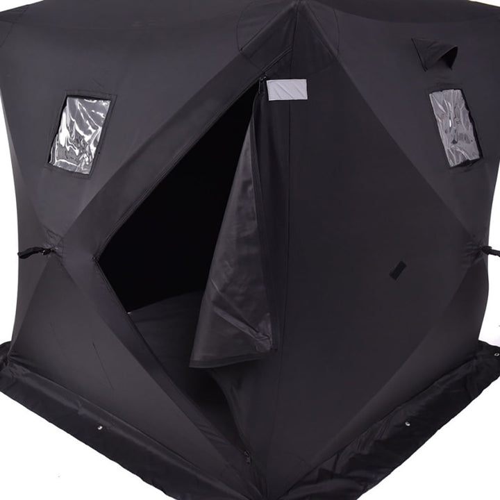 Hommoo 2-Person Outdoor Portable Ice Fishing Shelter Tent, Beach Shade, Easy Pop Up Beach Shade Beach Tent Black Image 7