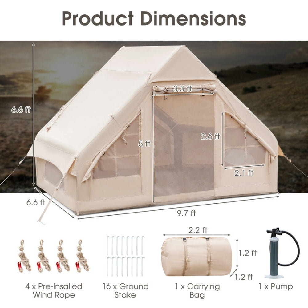 Hommoo Canopy, Gazebo Tent, Outdoor Canopies,Inflatable Camping Tent 2/4/6 People Glamping Tent for Family Camping with Image 3