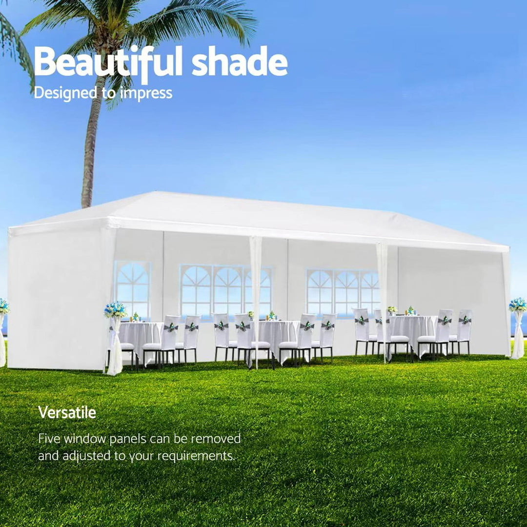 10x30 Heavy Duty Outdoor Canopy Tent for Party with 5 Removable Sidewalls, Waterproof Gazebo Event Shelter White Image 7