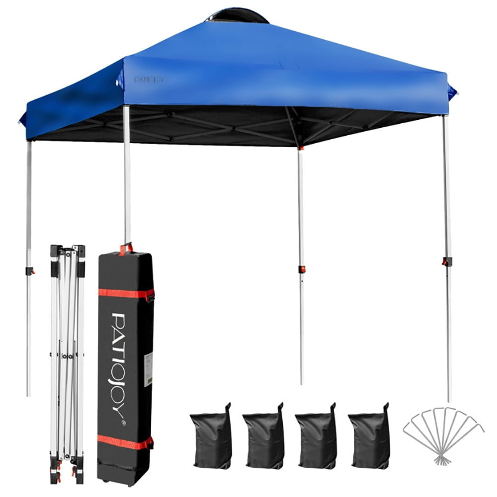 Hommoo 6.6 x 6.6 Feet Outdoor Pop Up Camping Canopy Tent with Roller Bag-Blue,for Outside Party Waterproof Tent Image 5