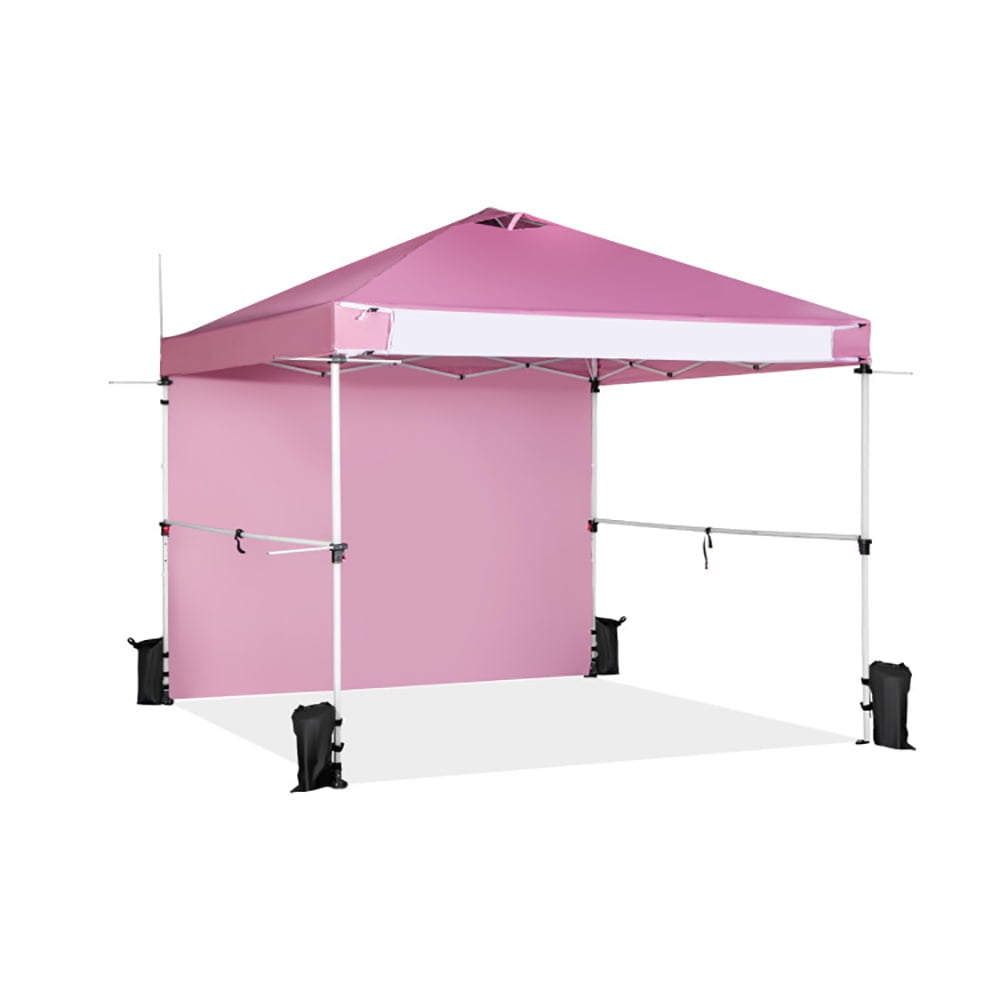 Hommoo 10 x 10 Feet Foldable Commercial Pop-up Canopy with Roller Bag and Banner Strip-Pink,for Outside Party Waterproof Image 2