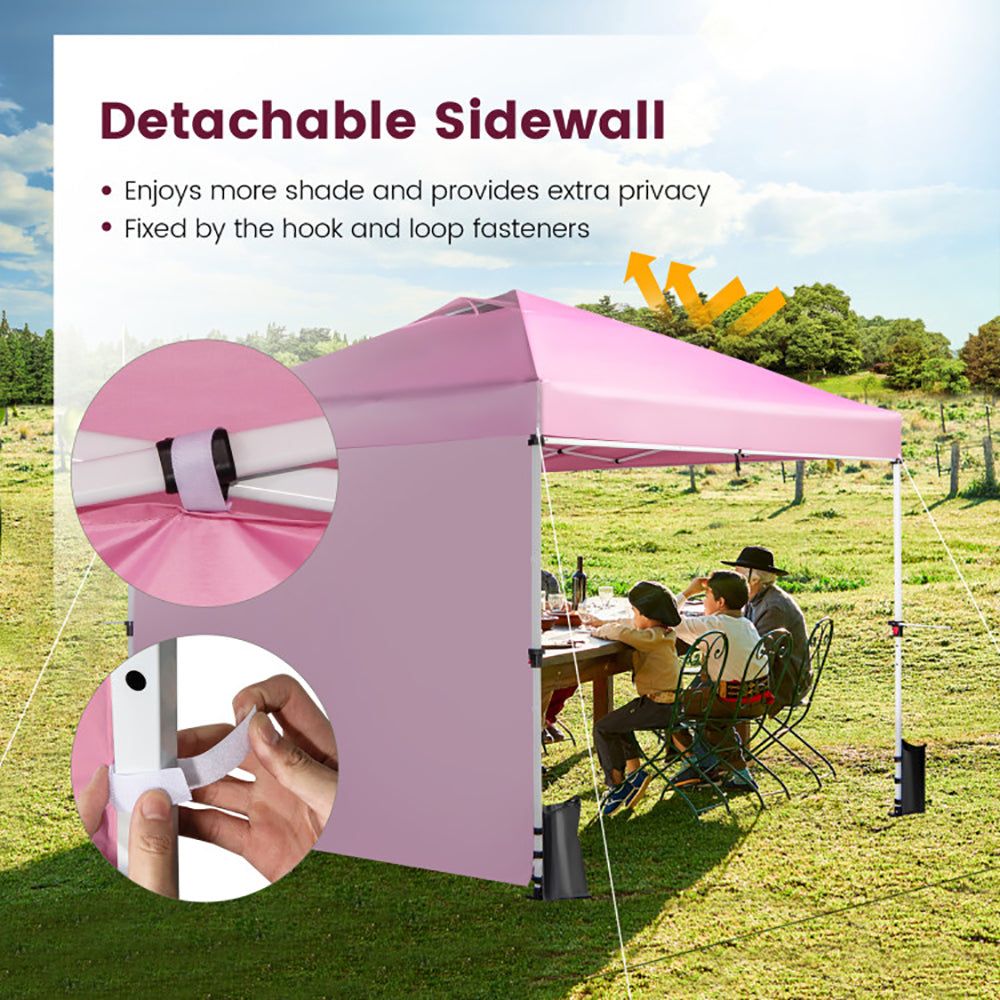 Hommoo 10 x 10 Feet Foldable Commercial Pop-up Canopy with Roller Bag and Banner Strip-Pink,for Outside Party Waterproof Image 5