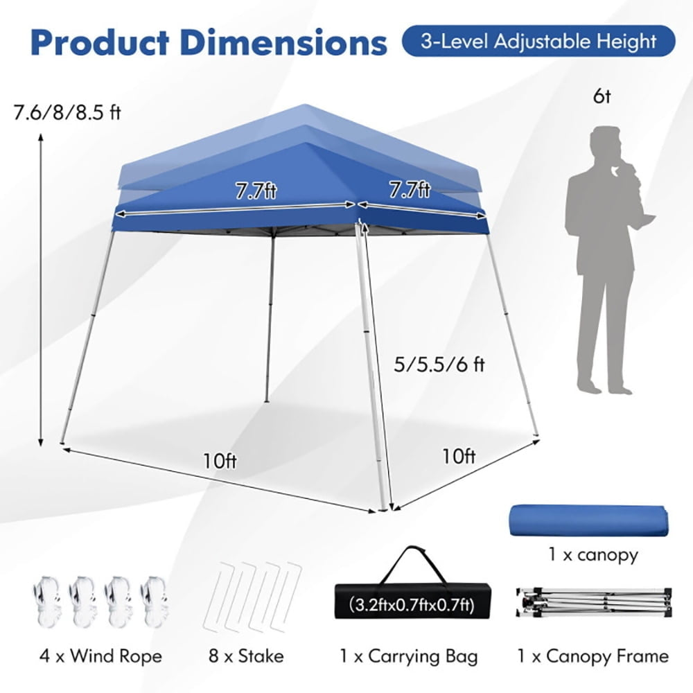 Hommoo 10 x 10 Feet Outdoor Instant Pop-up Canopy with Carrying Bag-Blue,for Outside Party Waterproof Tent Image 4