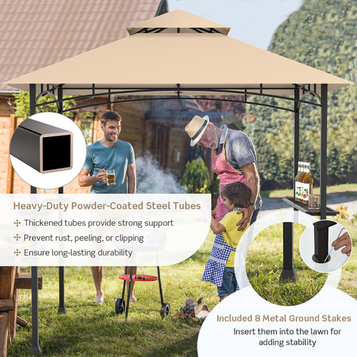 Hommoo 8 x 5 Feet 2-Tier BBQ Grill Gazebo Barbecue Canopy, Outdoor Gazebo Wedding Party Tent Canopy Tent for Outside Image 3