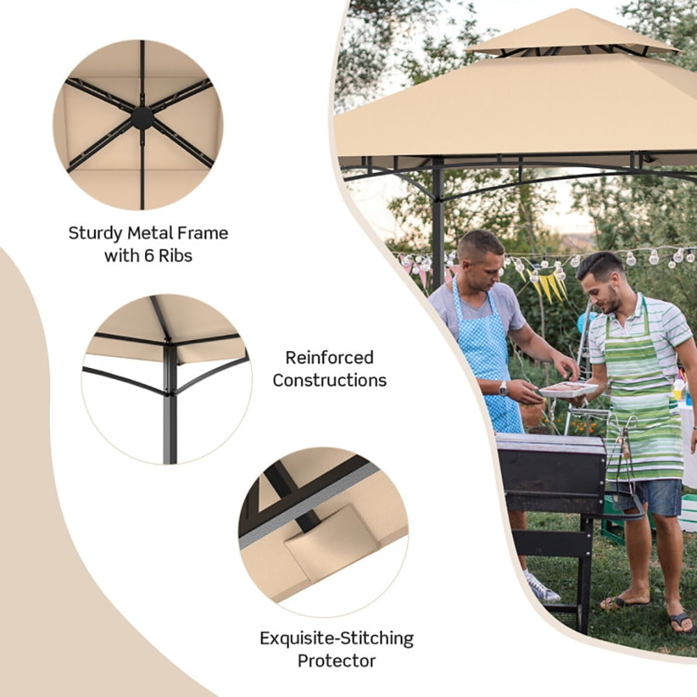 Hommoo 8 x 5 Feet 2-Tier BBQ Grill Gazebo Barbecue Canopy, Outdoor Gazebo Wedding Party Tent Canopy Tent for Outside Image 5