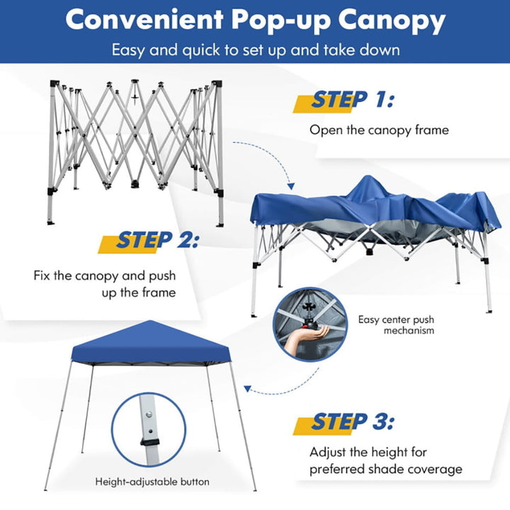 Hommoo 10 x 10 Feet Outdoor Instant Pop-up Canopy with Carrying Bag-Blue,for Outside Party Waterproof Tent Image 5