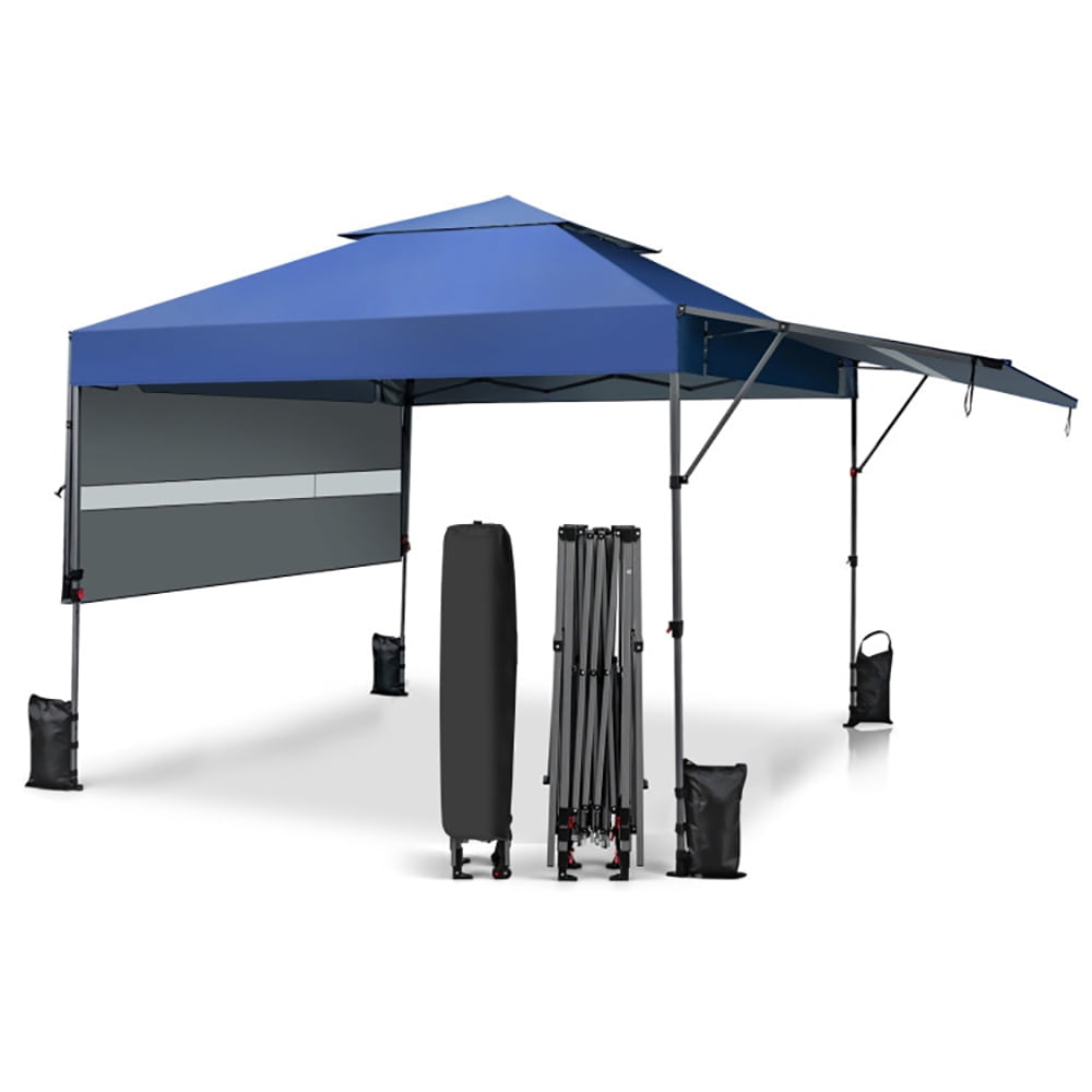 Hommoo 10 x 17.6 Feet Outdoor Instant Pop-up Canopy Tent with Dual Half Awnings-Blue,for Outside Party Waterproof Tent Image 1