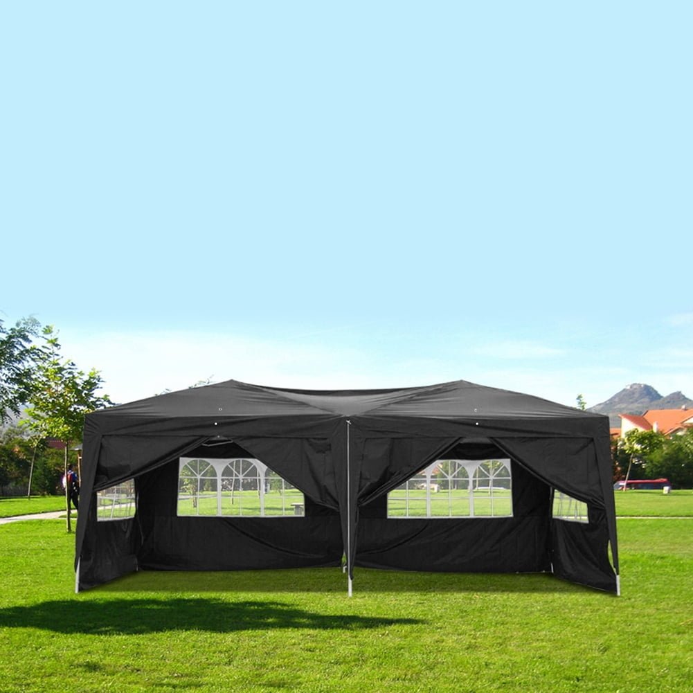 Hommoo 10x20 Outdoor Tent Canopy, Four Windows Practical Waterproof Folding Tent, Black Image 1