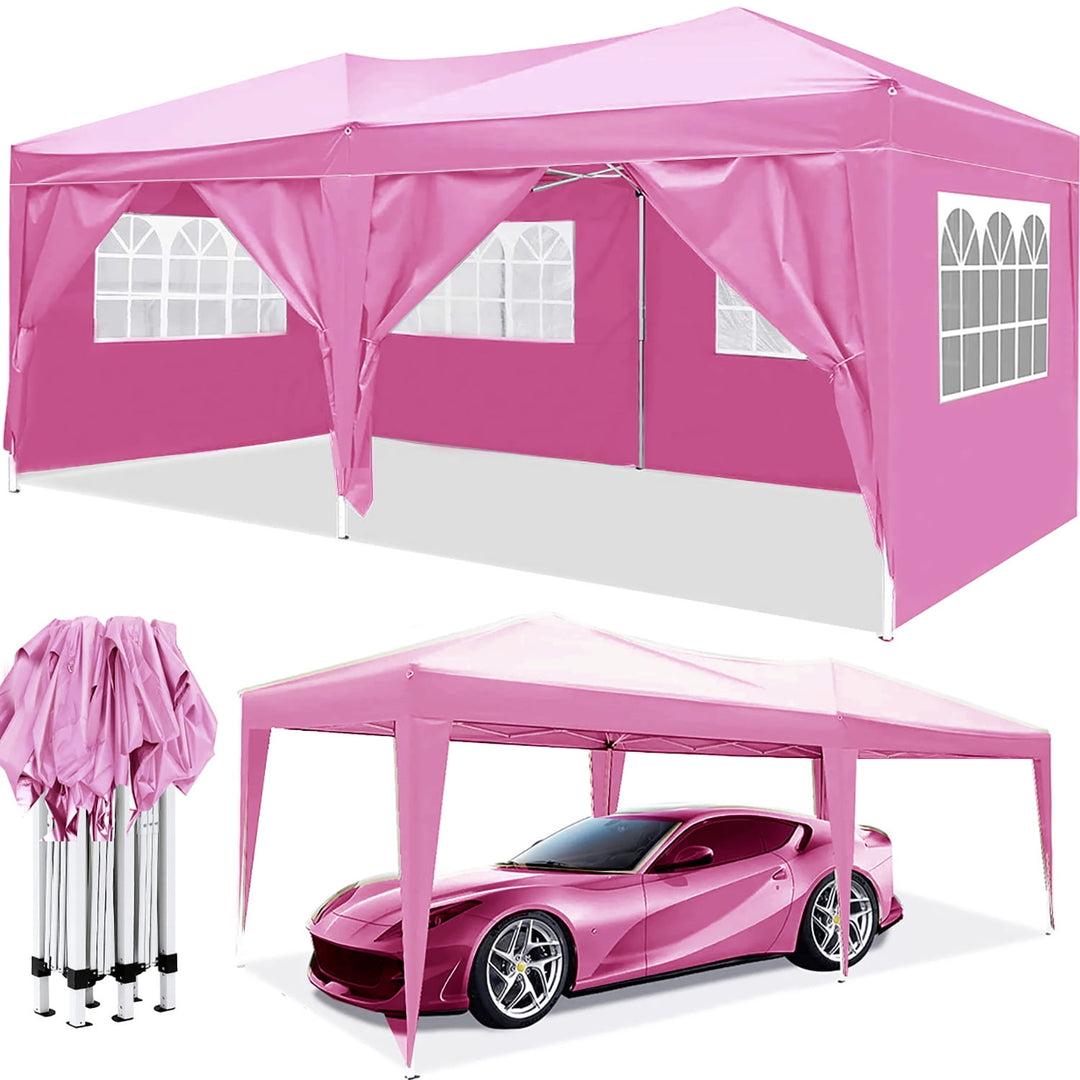 Hommoo 10x20 EZ Pop Up Canopy Outdoor Portable Party Folding Tent with 6 Removable Sidewalls + Carry Bag + 4pcs Weight Image 1