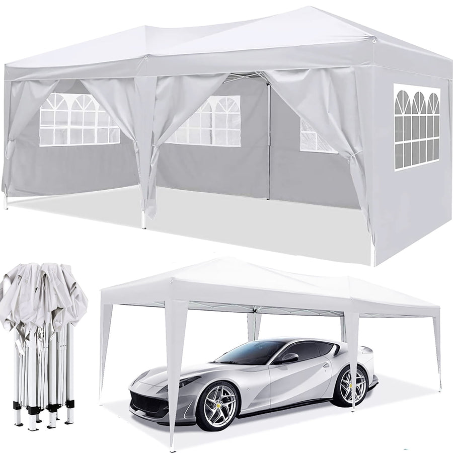 Hommoo 10x20 EZ Pop Up Canopy Outdoor Portable Party Folding Tent with 6 Removable Sidewalls + Carry Bag + 7pcs Weight Image 1