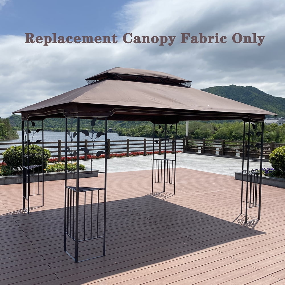 13x10 Ft Double Tiered Replacement Canopy Grill BBQ Gazebo Roof Top BBQ Tent Shelter Brown Image 3