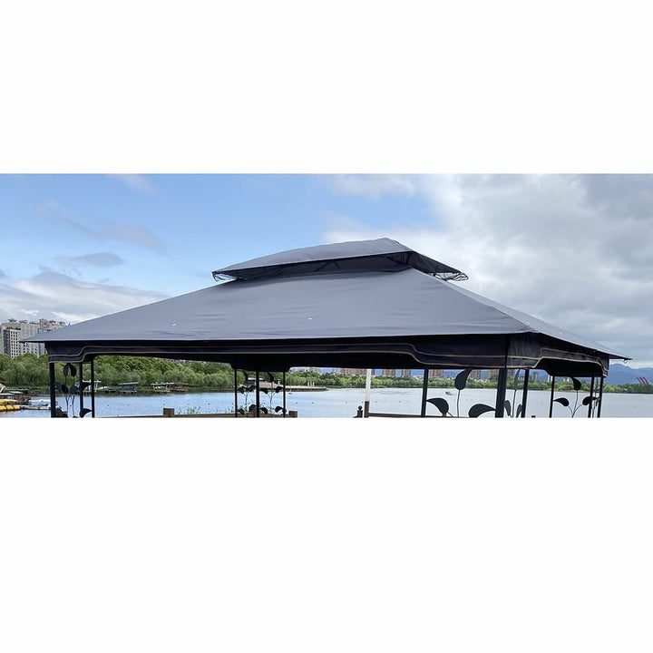 13x10 Ft Double Tiered Replacement Canopy Grill BBQ Gazebo Roof Top BBQ Tent Shelter Gray Image 3