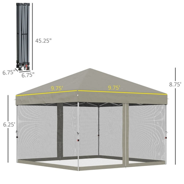 10x10 Outdoor Pop Up Gazebo Base Patio Gazebos Cover Bag Instant Canopy Tent with Mosquito Nettings Beige Image 3