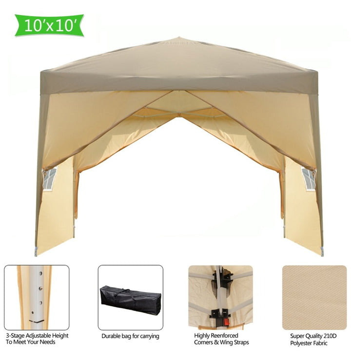 Outdoor Waterproof 10 x 10 Pop-Up Canopy and Instant Shelter, Portable Enclosed Instant Tent with 4 Removable Sidewalls, Image 5