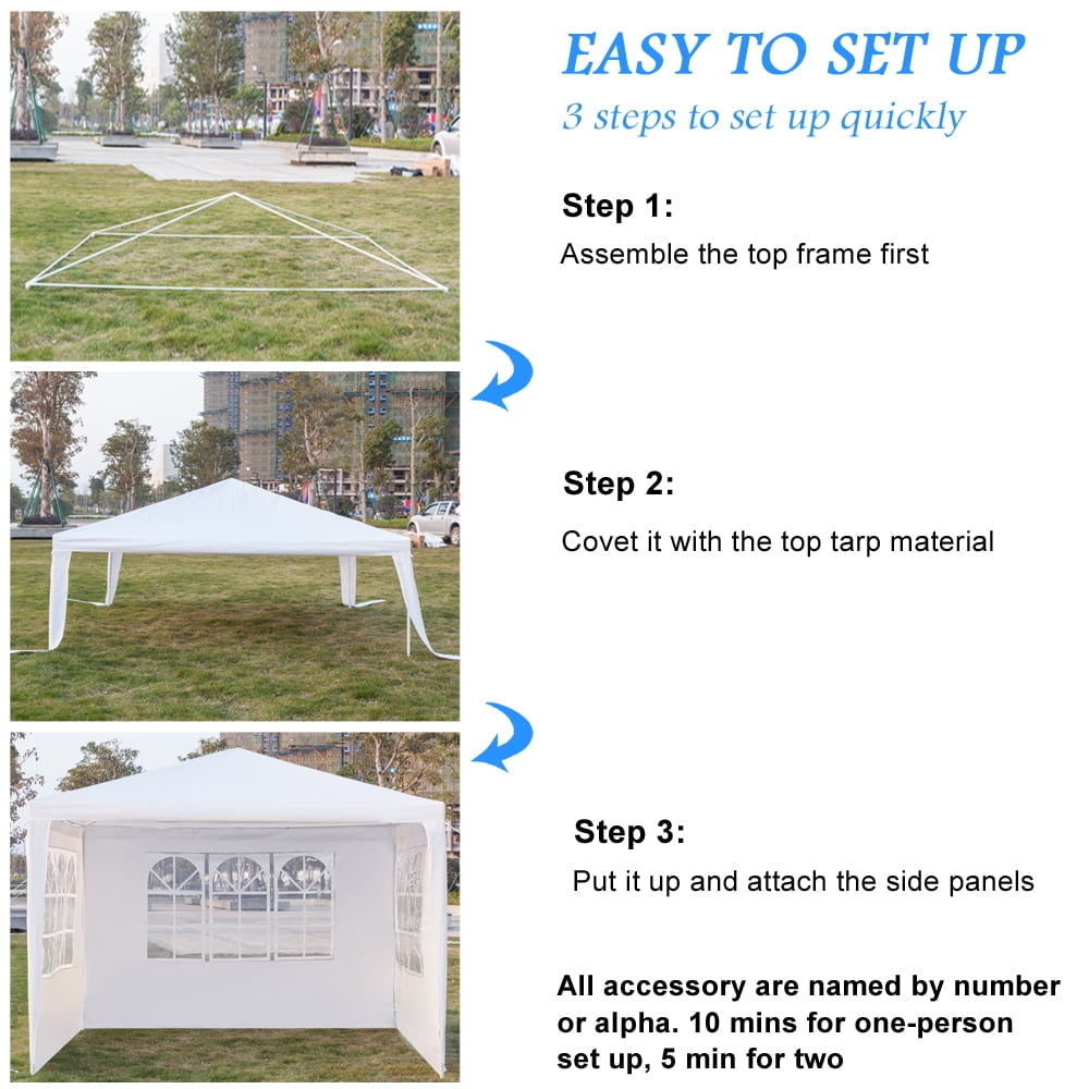 10 x 10 Easy Set-up Canopy Tent Commercial Instant Tents Market stall with 3 Removable Sidewalls and Portable Bag Image 3