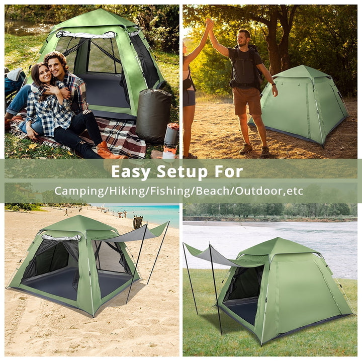 Hommoo Camping Beach Tent, Folding Tent, 240240150cm Spring Quick Open Four-Person Family Tent Camping Tent Green Image 2