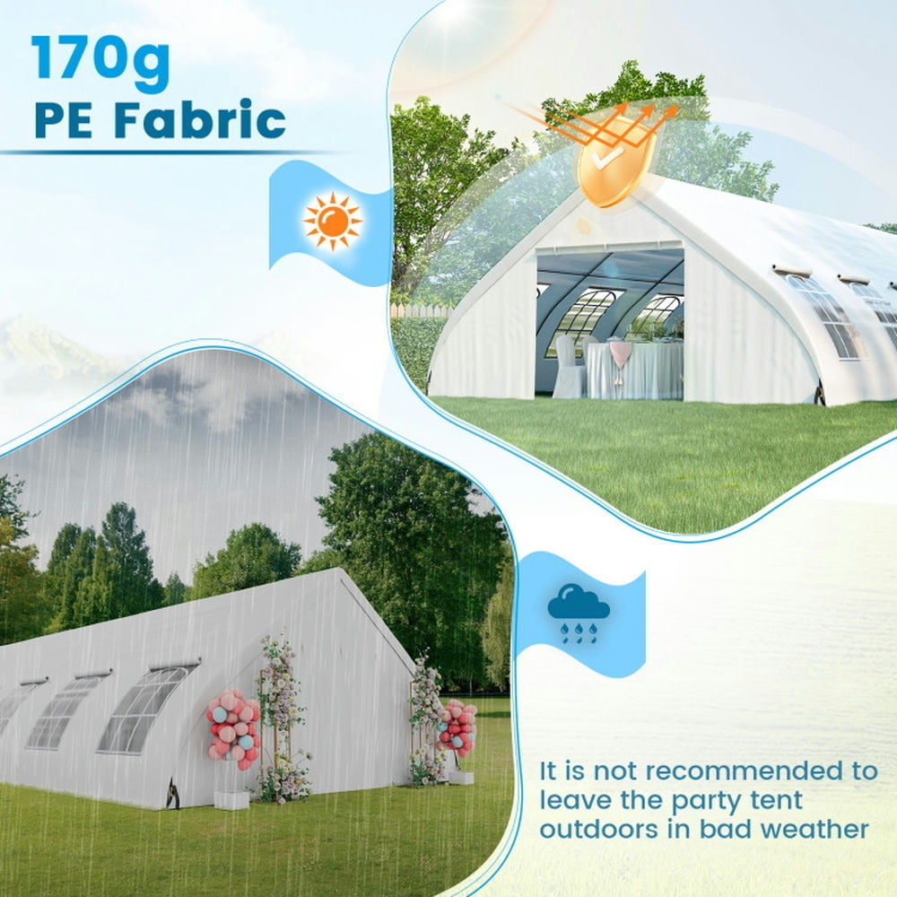 Hommoo Canopy, Gazebo Tent, Outdoor Canopies,20 x 40 FT Peach Shaped Party Tent Wedding Canopy with Zipper Doors-White Image 6