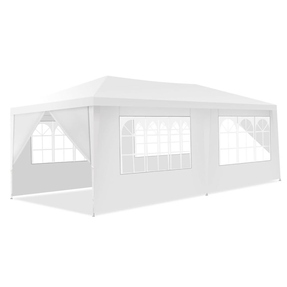 Hommoo 10 x 20 Feet 6 Sidewalls Canopy Tent with Carry Bag-White, Outdoor Gazebo Wedding Party Tent Canopy Tent for Image 1