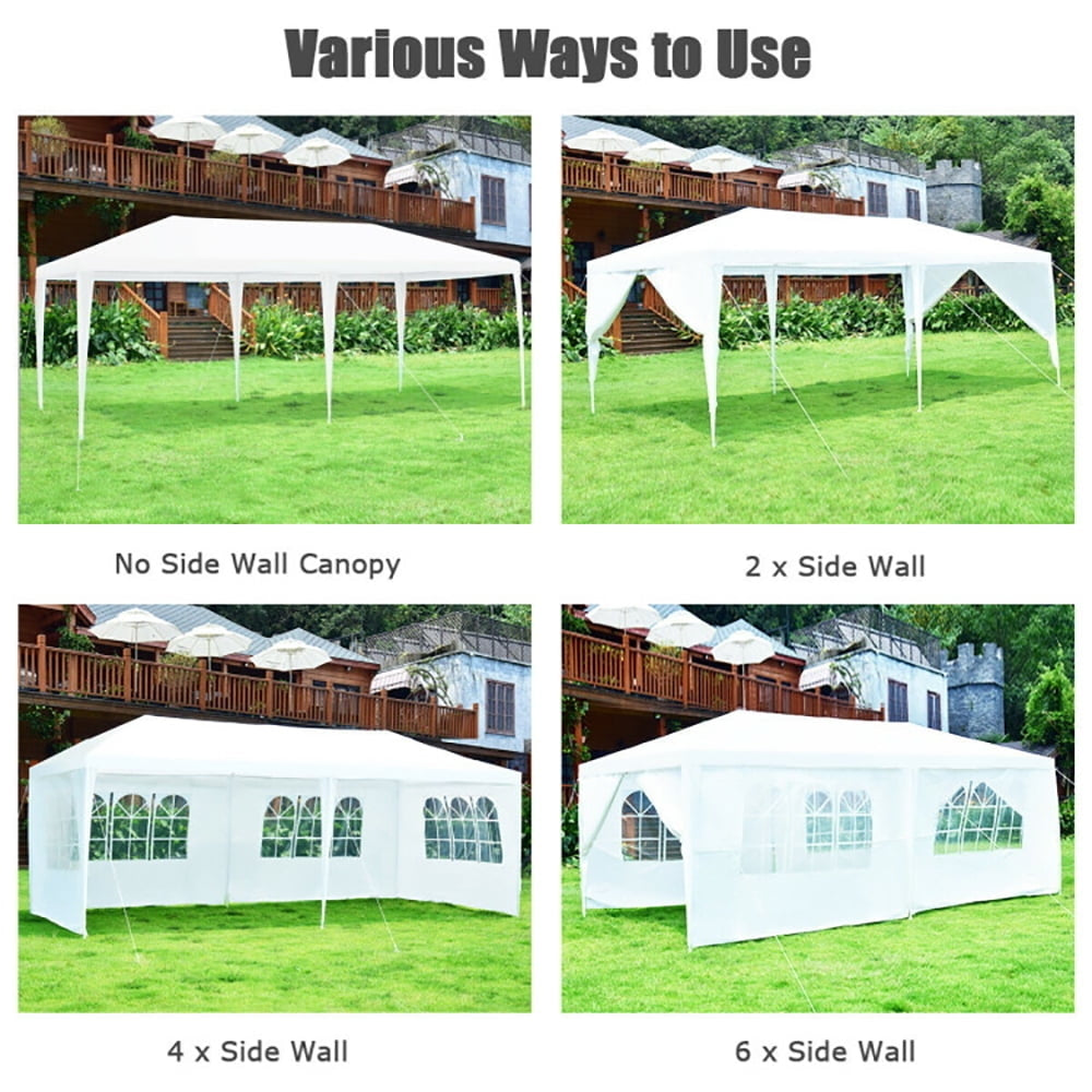 Hommoo 10 x 20 Feet 6 Sidewalls Canopy Tent with Carry Bag-White, Outdoor Gazebo Wedding Party Tent Canopy Tent for Image 3