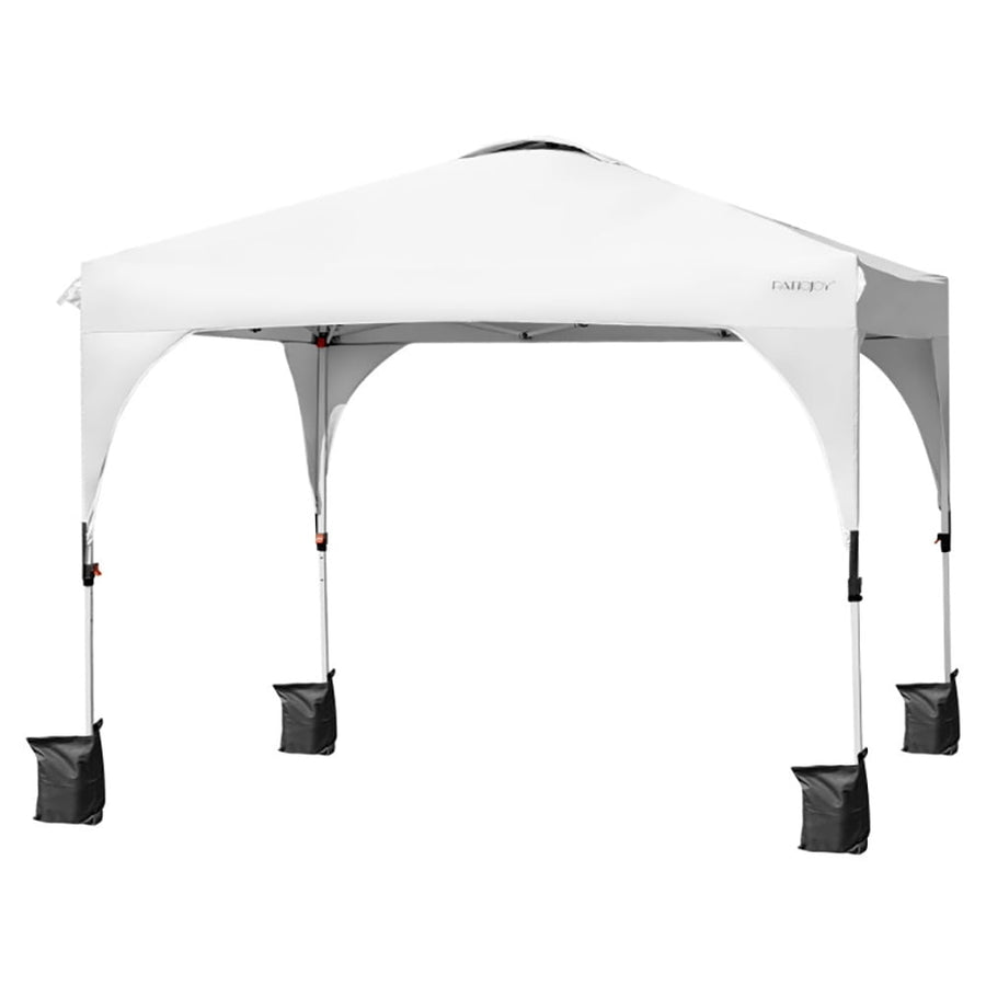 Hommoo 10 x 10 Feet Outdoor Pop-up Camping Canopy Tent with Roller Bag-White,for Outside Party Waterproof Tent Image 1