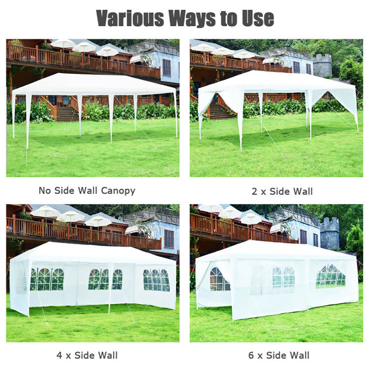 Hommoo 10 x 20 Feet 6 Sidewalls Canopy Tent with Carry Bag-White, Outdoor Gazebo Wedding Party Tent Canopy Tent for Image 5