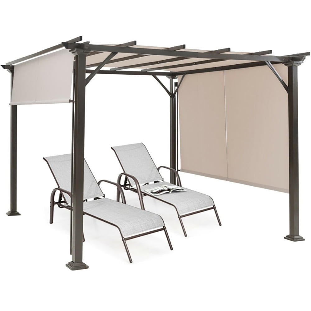 Hommoo 10 x 10 Feet Metal Frame Patio Furniture Shelter-Beige,for Outside Party Waterproof Tent Image 2