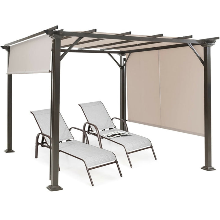 Hommoo 10 x 10 Feet Metal Frame Patio Furniture Shelter-Beige,for Outside Party Waterproof Tent Image 2