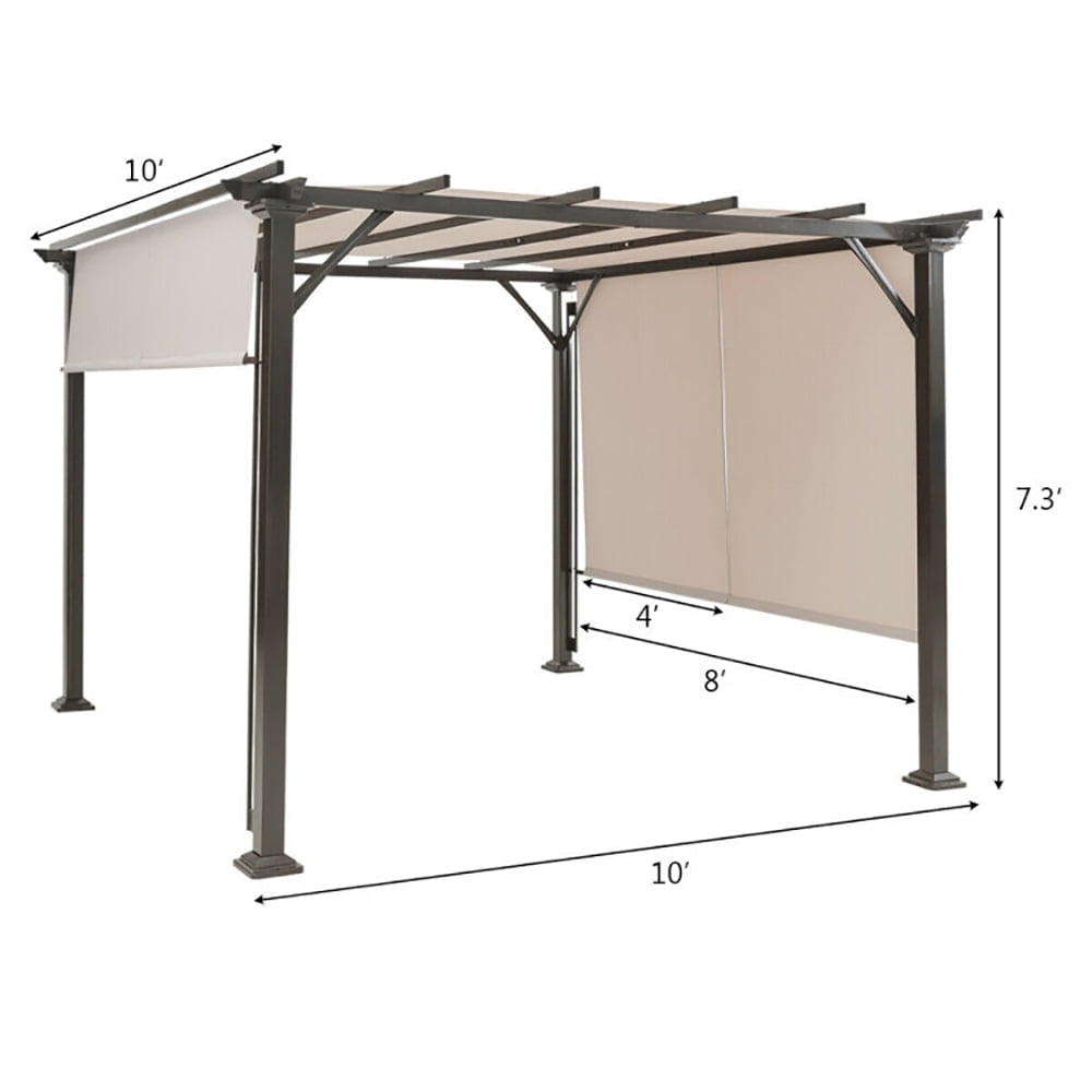 Hommoo 10 x 10 Feet Metal Frame Patio Furniture Shelter-Beige,for Outside Party Waterproof Tent Image 3