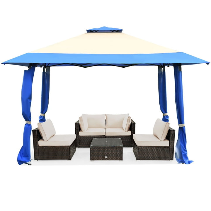 Hommoo 13 Feet x 13 Feet Pop Up Canopy Tent Instant Outdoor Folding Canopy Shelter-Blue,for Outside Party Waterproof Image 1