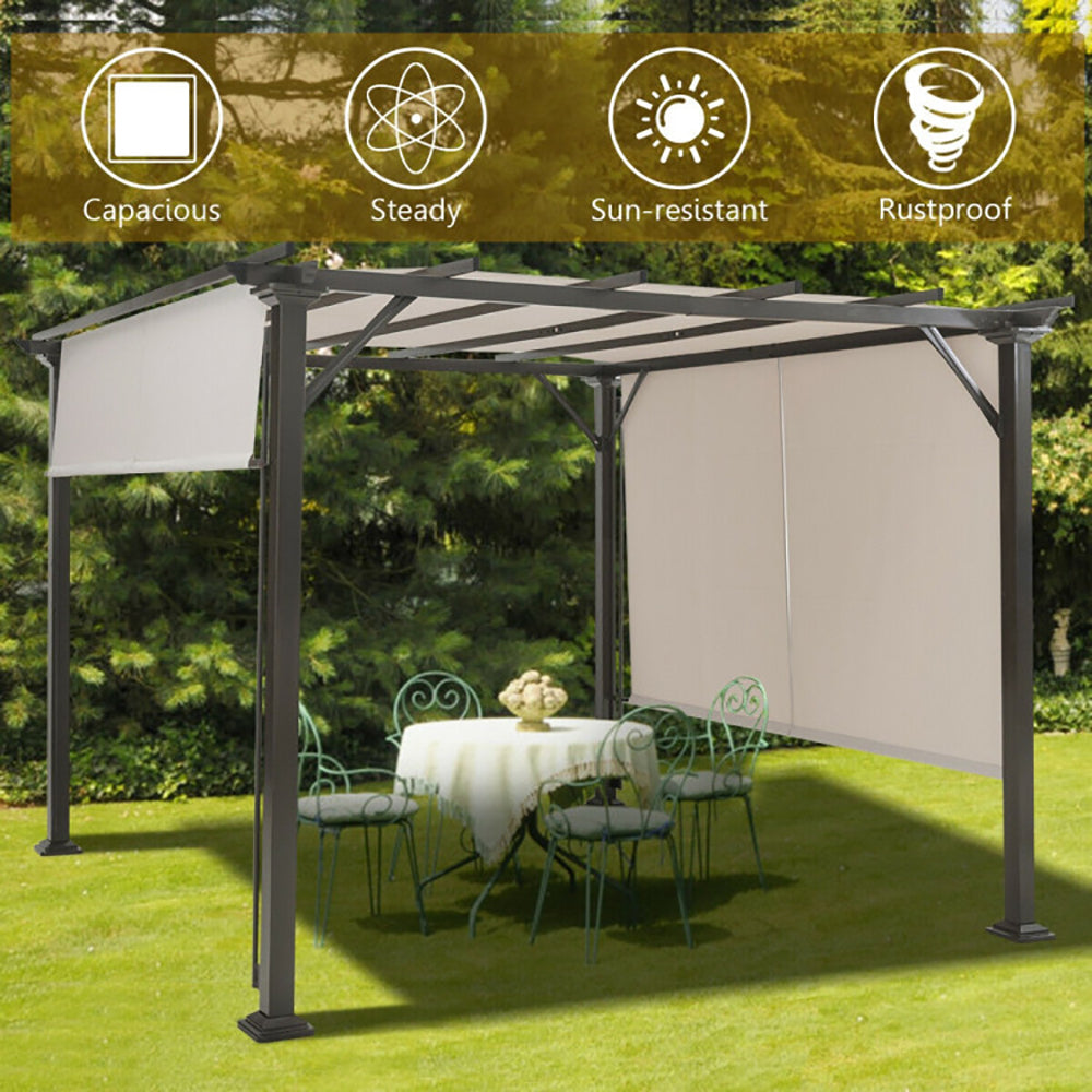 Hommoo 10 x 10 Feet Metal Frame Patio Furniture Shelter-Beige,for Outside Party Waterproof Tent Image 4