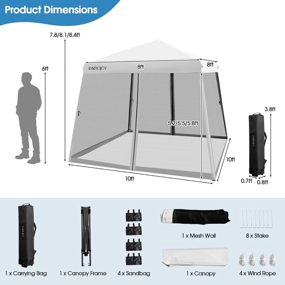 Hommoo 10 x 10 Feet Pop Up Canopy with with Mesh Sidewalls and Roller Bag-White,for Outside Party Waterproof Tent Image 3