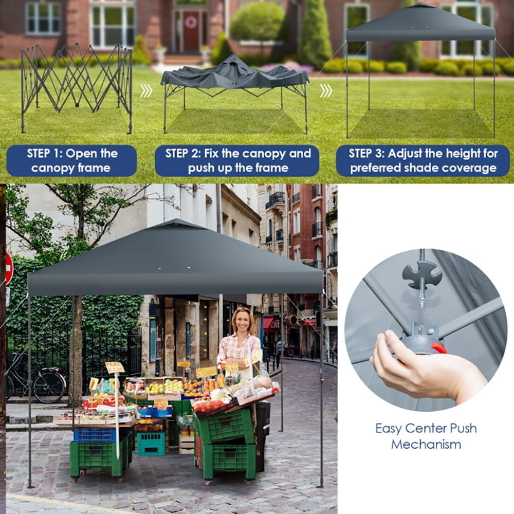 Hommoo 10 x 10 Feet Foldable Outdoor Instant Pop-up Canopy with Carry Bag-Gray,for Outside Party Waterproof Tent Image 2