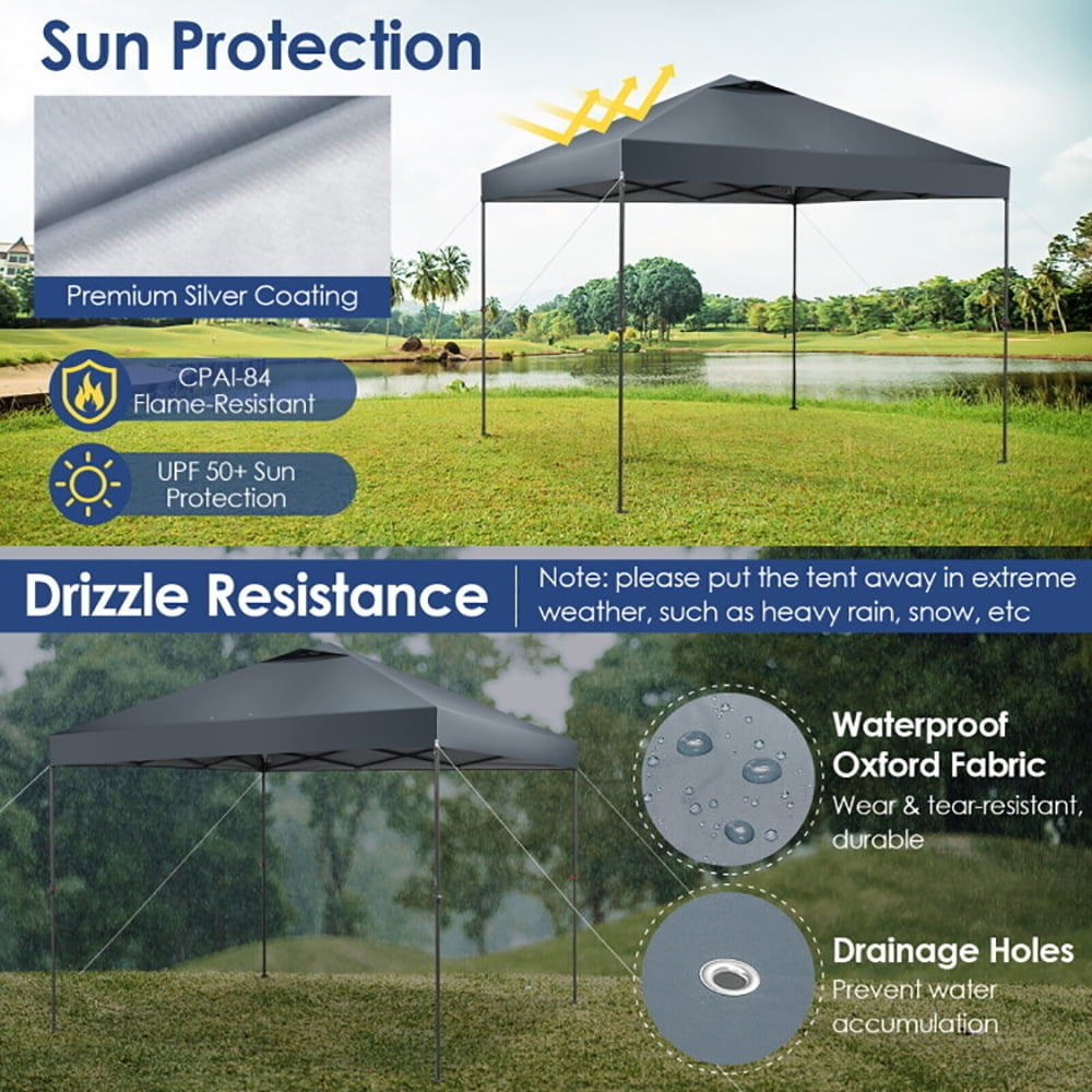 Hommoo 10 x 10 Feet Foldable Outdoor Instant Pop-up Canopy with Carry Bag-Gray,for Outside Party Waterproof Tent Image 3