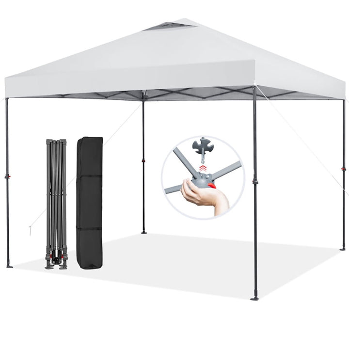 Hommoo 10 x 10 Feet Foldable Outdoor Instant Pop-up Canopy with Carry Bag-White,for Outside Party Waterproof Tent Image 1