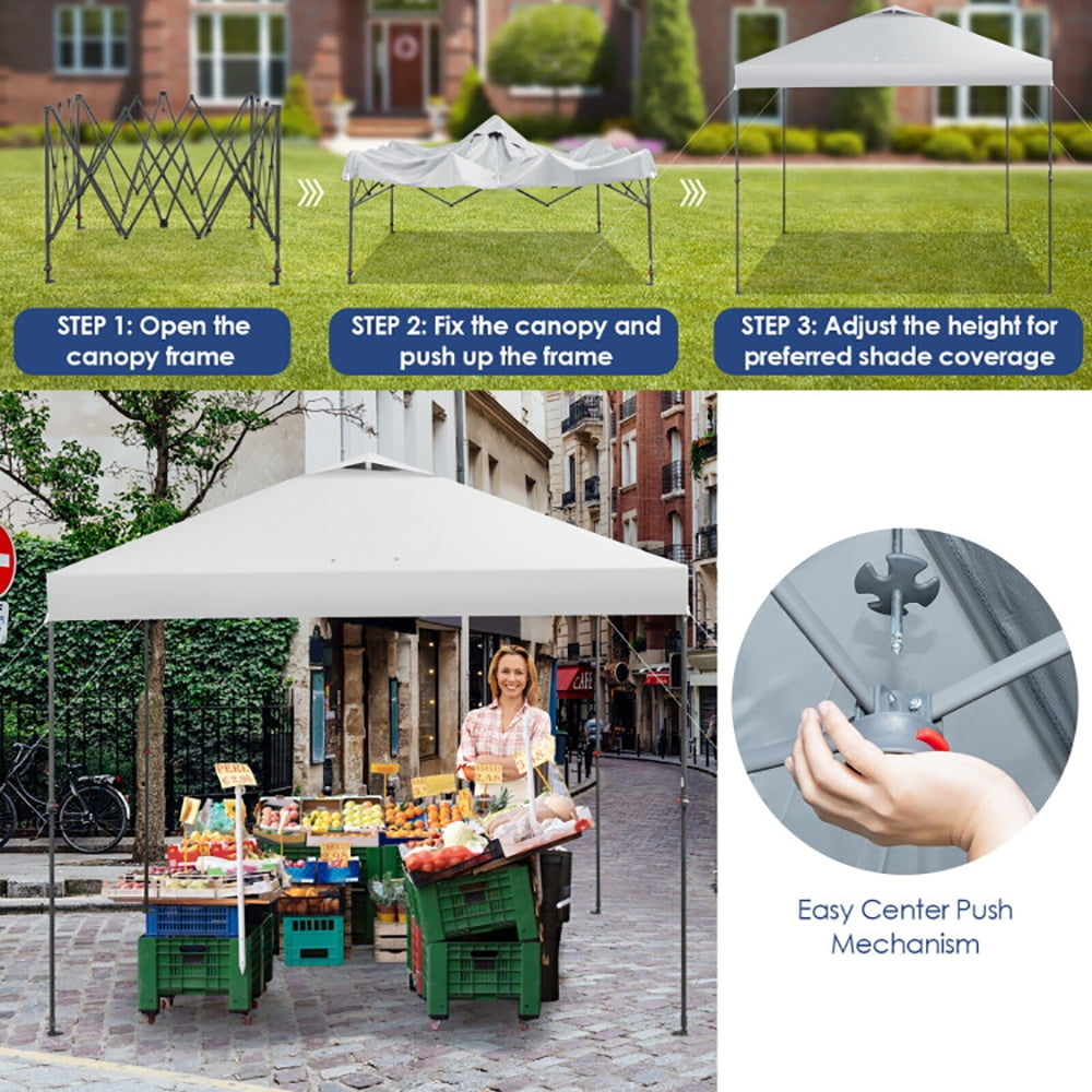 Hommoo 10 x 10 Feet Foldable Outdoor Instant Pop-up Canopy with Carry Bag-White,for Outside Party Waterproof Tent Image 3