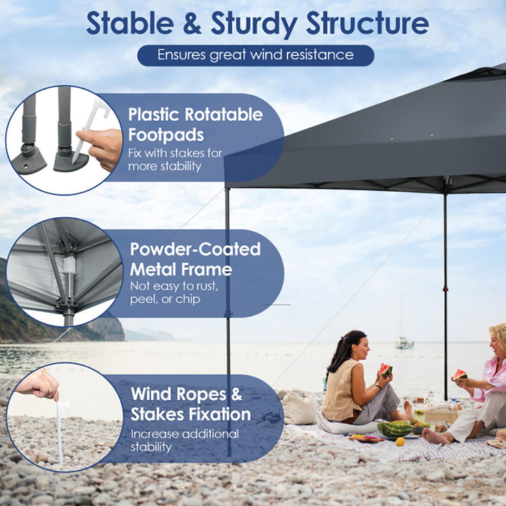 Hommoo 10 x 10 Feet Foldable Outdoor Instant Pop-up Canopy with Carry Bag-Gray,for Outside Party Waterproof Tent Image 5