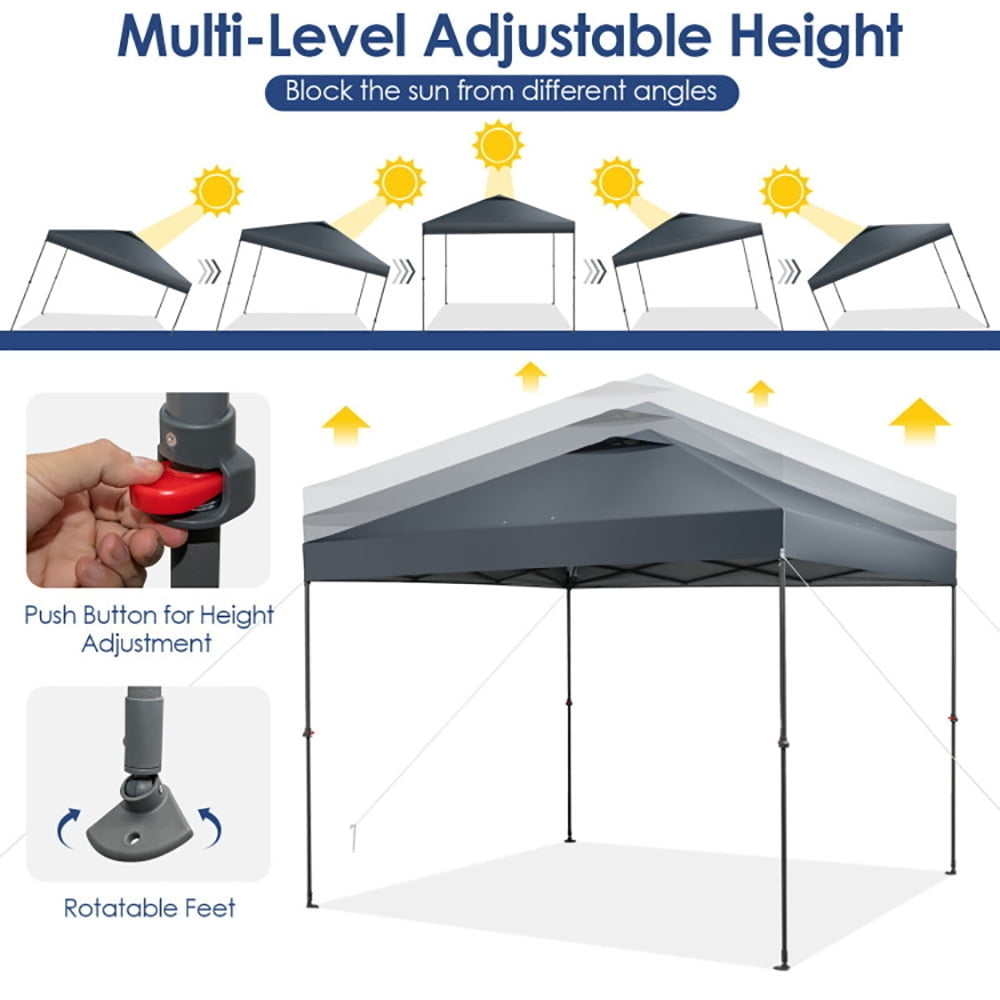 Hommoo 10 x 10 Feet Foldable Outdoor Instant Pop-up Canopy with Carry Bag-Gray,for Outside Party Waterproof Tent Image 7