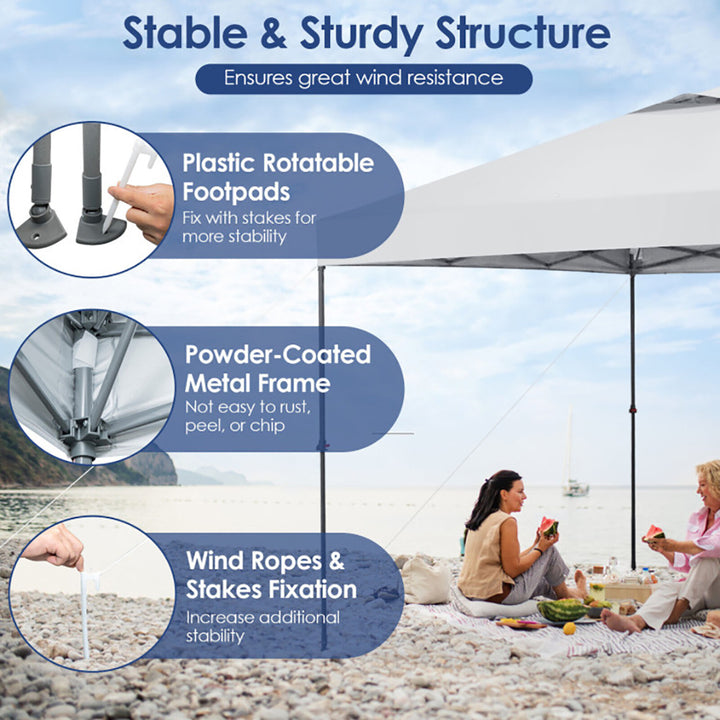 Hommoo 10 x 10 Feet Foldable Outdoor Instant Pop-up Canopy with Carry Bag-White,for Outside Party Waterproof Tent Image 4