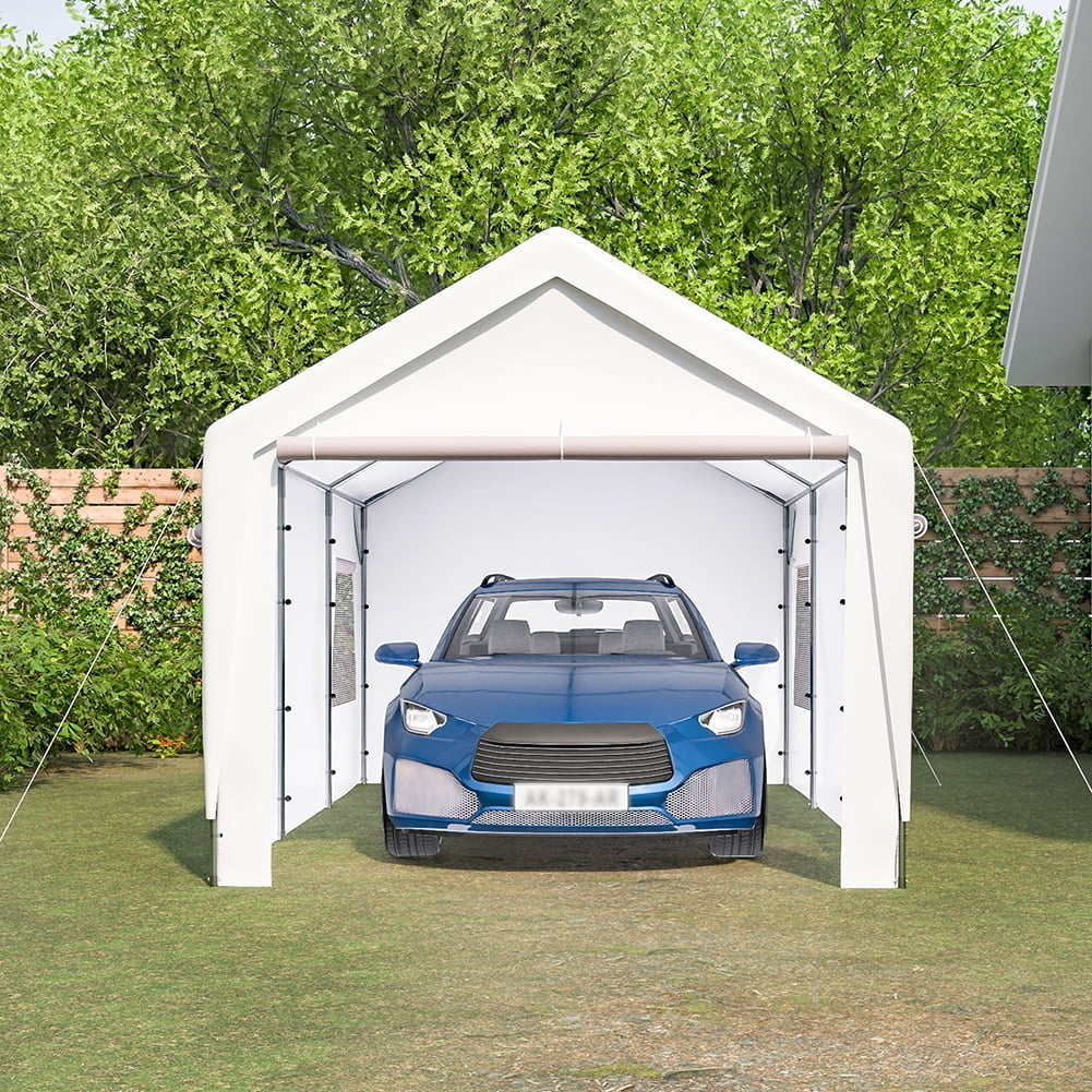 Hommoo 10x20 Outdoor Canopy Portable Garage with Roll-up Ventilated Windows, Heavy Duty Car Port All Weather Carport Image 1