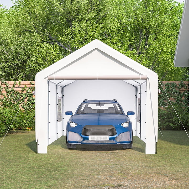 Hommoo 10x20 Outdoor Canopy Portable Garage with Roll-up Ventilated Windows, Heavy Duty Car Port All Weather Carport Image 1