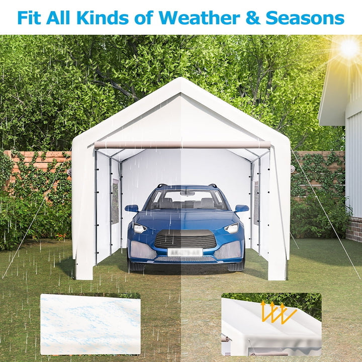 Hommoo 10x20 Outdoor Canopy Portable Garage with Roll-up Ventilated Windows, Heavy Duty Car Port All Weather Carport Image 5