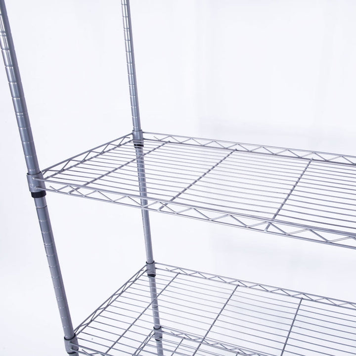 Hommoo Commercial Grade 14"W x 30"D x 59"H 5-Shelf Steel And Wired Garage Shelves, Silver Image 2