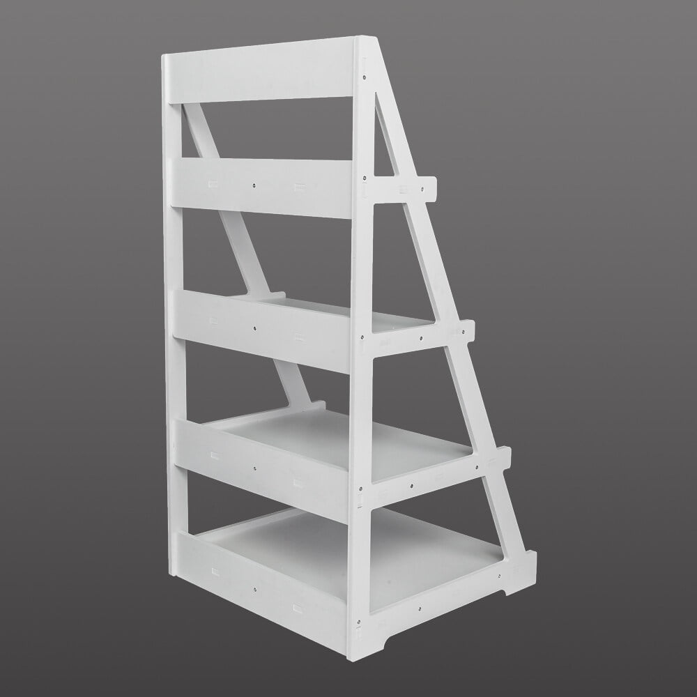 Hommoo 4-Tier Wooden Plastic Ladder Style Shelf, Plant Stand Shelves - White Image 3