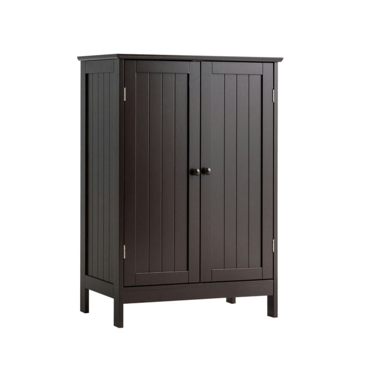 Hommoo Bathroom Floor Storage Double Door Cupboard Cabinet-Brown, Bathroom Cabinets for Entryway Storage, Home Office Image 1